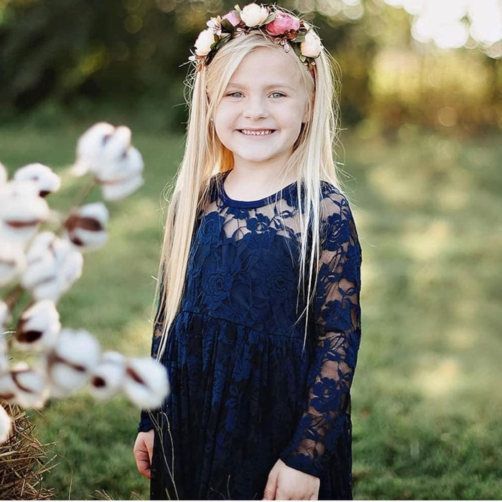 Navy lace girls dress